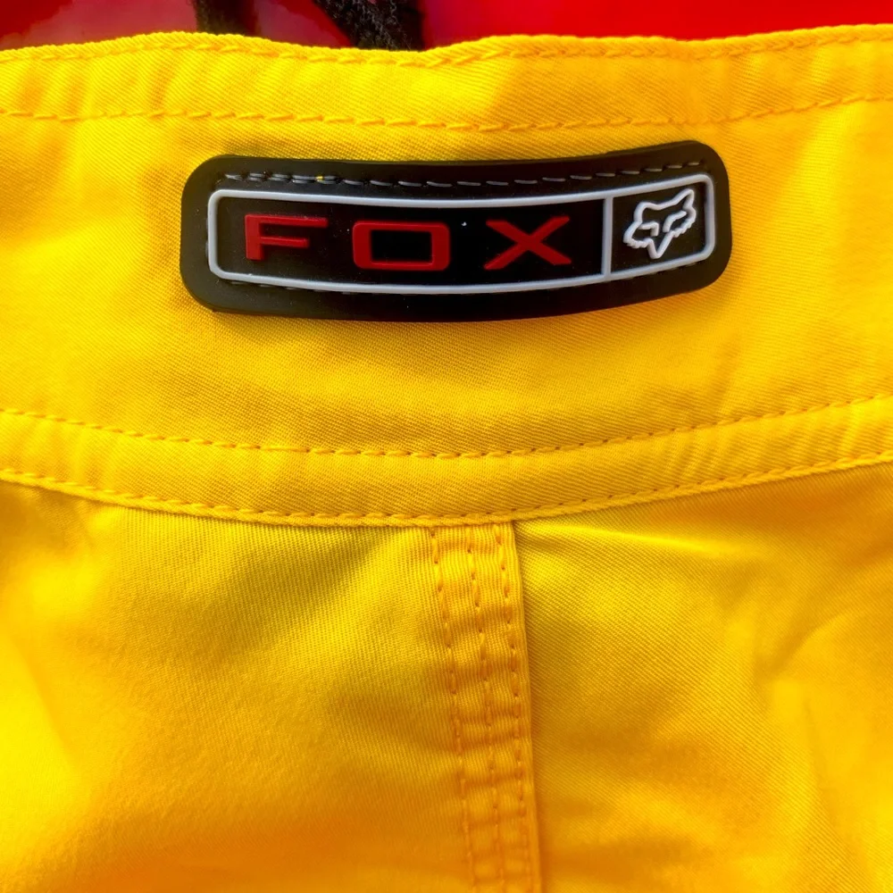 FOX VINTAGE Bright Yellow Red & Black Swim Trunks - Size 26 - Picture 5 of 7